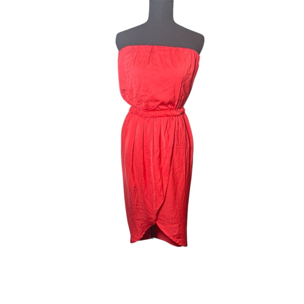 Jean Claude Pierlot Strapless Dress‎ Women M Red Excellent High-Low Tulip Skirt